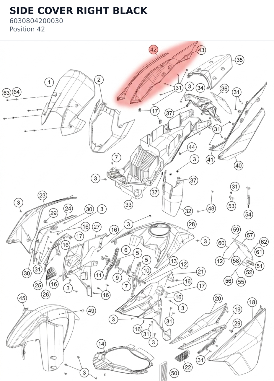 Diagram preview: SIDE COVER RIGHT BLACK (6030804200030)