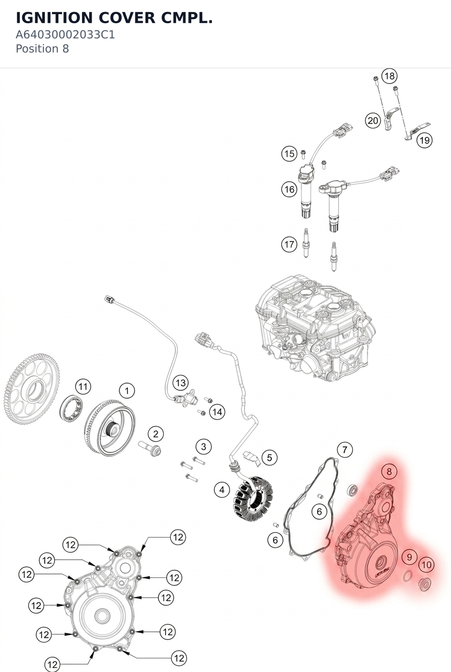 Diagram preview: IGNITION COVER CMPL. (A64030002033C1)