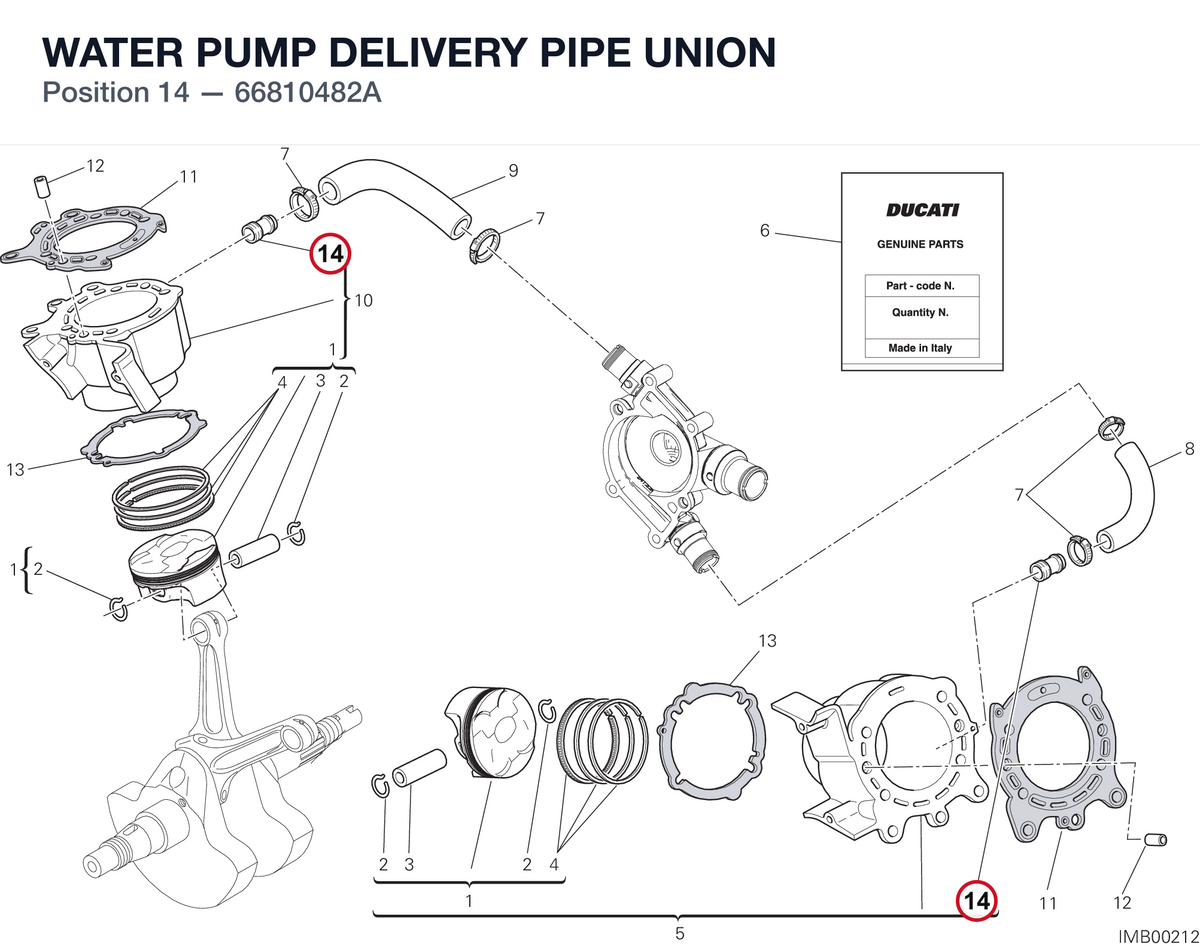 WATER PUMP DELIVERY PIPE UNION 66810482A diagram position