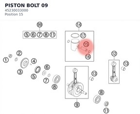 Diagram preview: PISTON BOLT                 09 (45230033000)