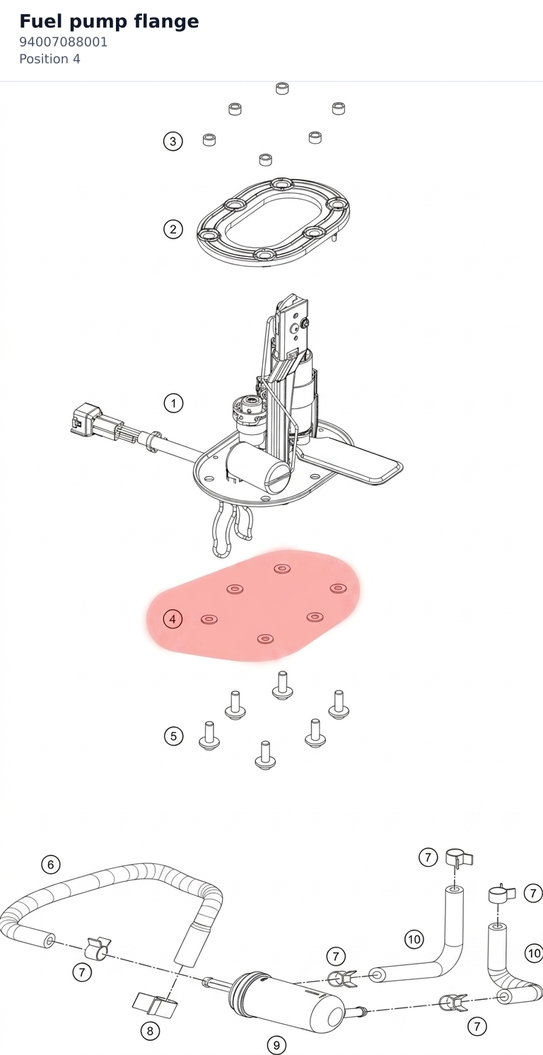 Diagram preview: Fuel pump flange (94007088001)
