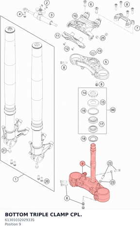 Diagram preview: BOTTOM TRIPLE CLAMP CPL. (6130103202933S)
