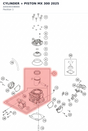 Diagram preview: CYLINDER + PISTON MX 300 2025 (A45030338000)