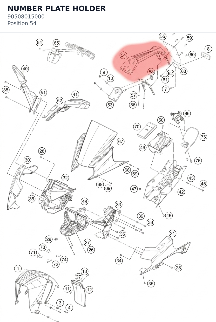Diagram preview: NUMBER PLATE HOLDER (90508015000)