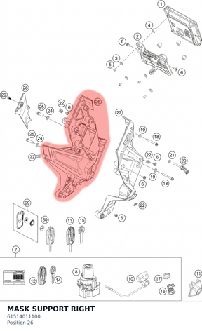 Diagram preview: MASK SUPPORT RIGHT (61514011100)