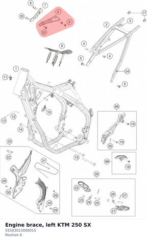 Diagram preview: Engine brace, left KTM 250 SX (5550301300001S)