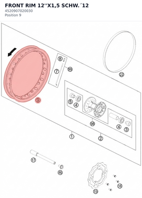 Diagram preview: FRONT RIM 12''X1,5 SCHW.´12 (4520907020030)