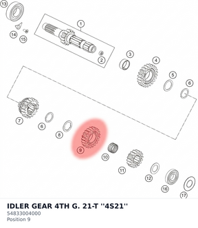 Diagram preview: IDLER GEAR 4TH G. 21-T ''4S21'' (54833004000)
