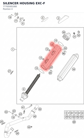 Diagram preview: SILENCER HOUSING EXC-F (77705081080)