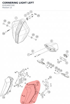 Diagram preview: CORNERING LIGHT LEFT (61414007100)