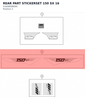 Diagram preview: REAR PART STICKERSET 150 SX 16 (51608098000)