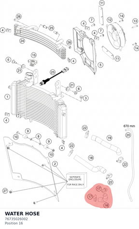 Diagram preview: WATER HOSE (76735026002)