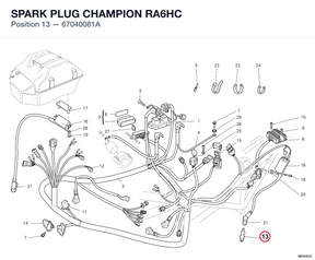 SPARK PLUG CHAMPION RA6HC 67040081A diagram position