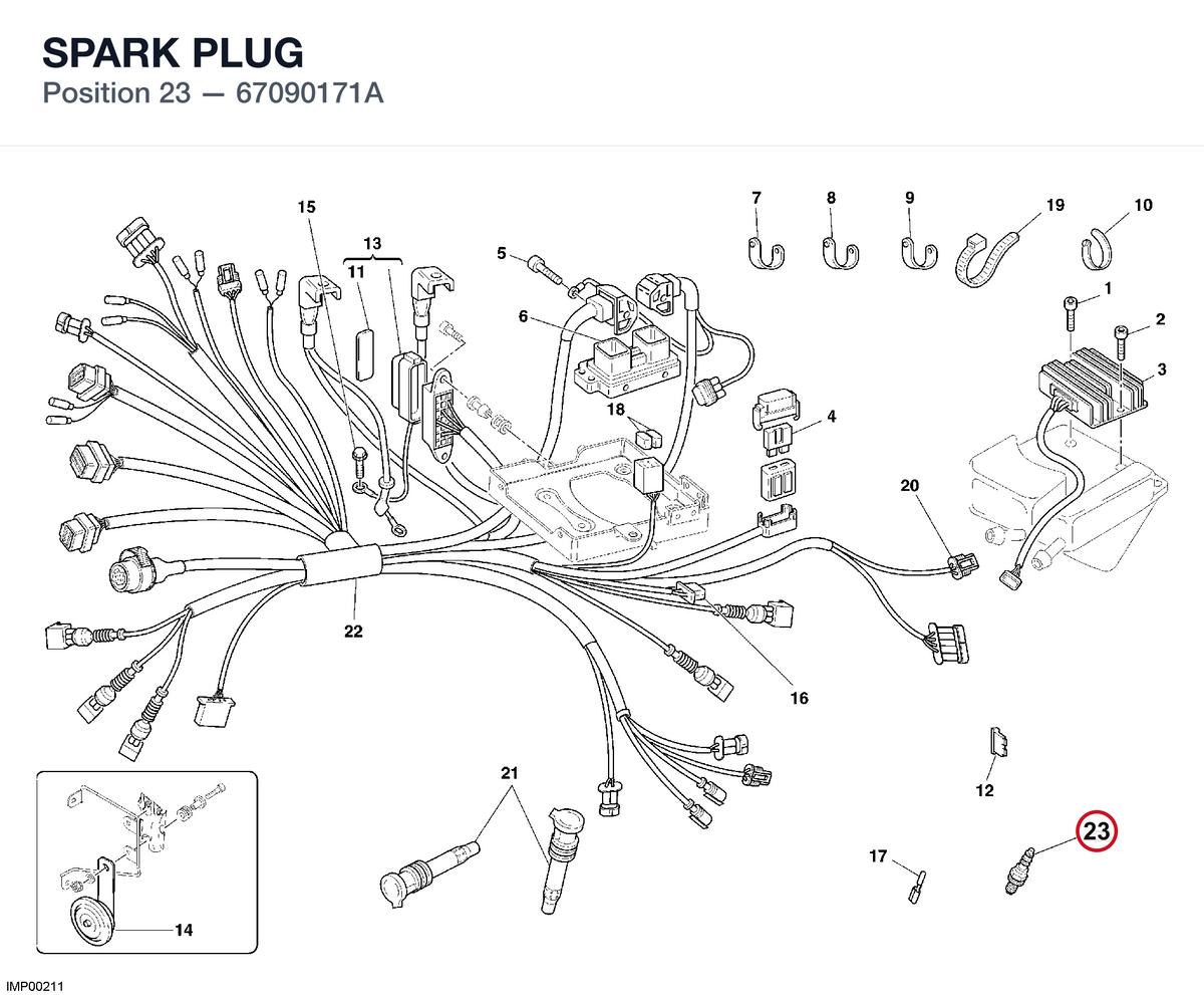 SPARK PLUG 67090171A diagram position