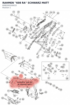 Diagram preview: RAHMEN ''608 RA'' SCHWARZ MATT (6080300100033)