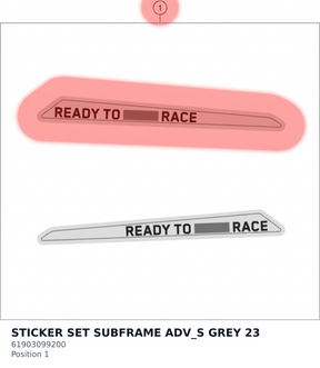 Diagram preview: STICKER SET SUBFRAME ADV_S GREY 23 (61903099200)