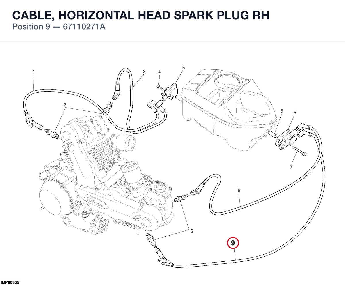 CABLE, HORIZONTAL HEAD SPARK PLUG RH