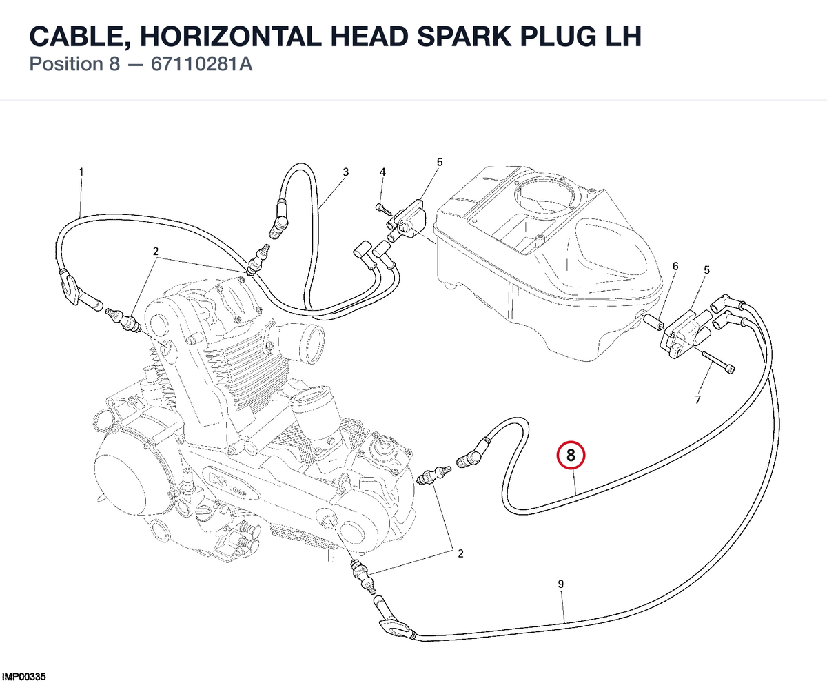 CABLE, HORIZONTAL HEAD SPARK PLUG LH