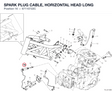 SPARK PLUG CABLE, HORIZONTAL HEAD LONG 67110722C diagram position