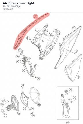 Diagram preview: Air filter cover right (79106104000BJA)