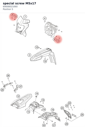 Diagram preview: special screw M5x17 (69008021060)