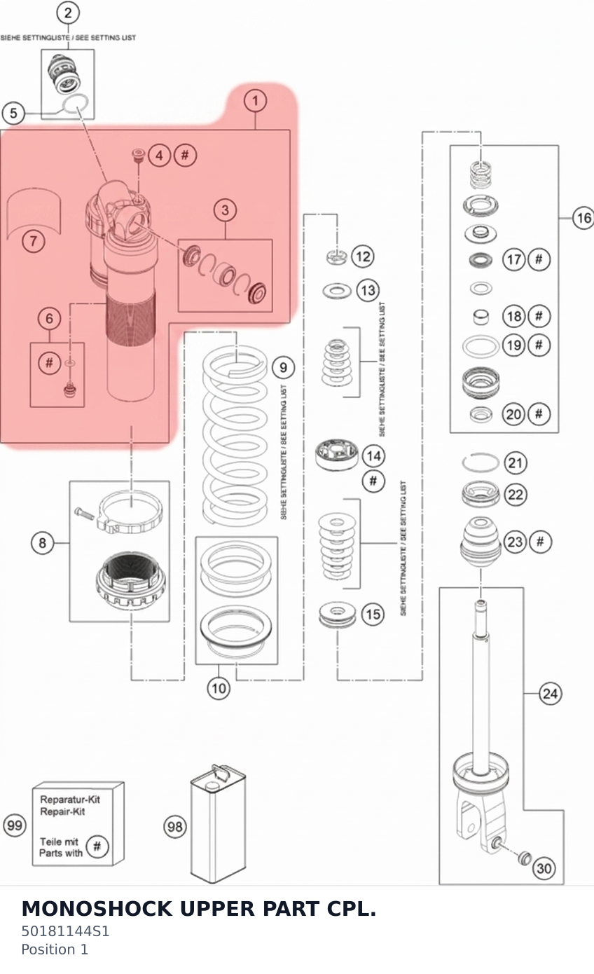 Diagram preview: MONOSHOCK UPPER PART CPL. (50181144S1)