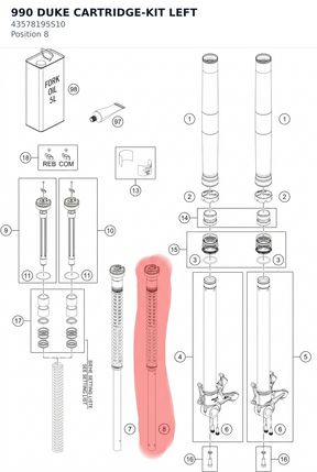 Diagram preview: 990 DUKE CARTRIDGE-KIT LEFT (43578195S10)