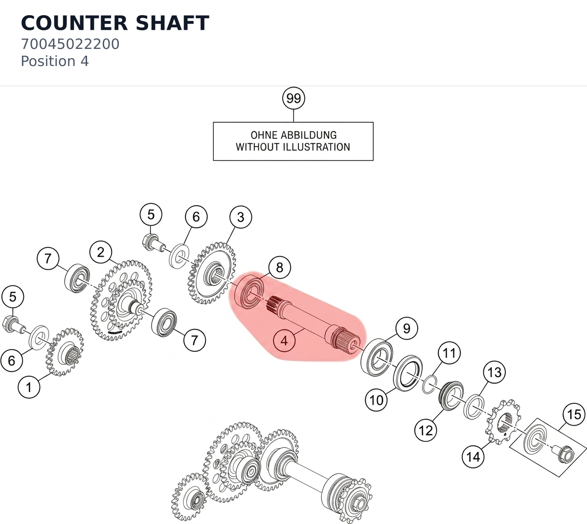 Diagram preview: COUNTER SHAFT (70045022200)