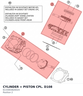 Diagram preview: CYLINDER + PISTON CPL. D108 (6133003820024)