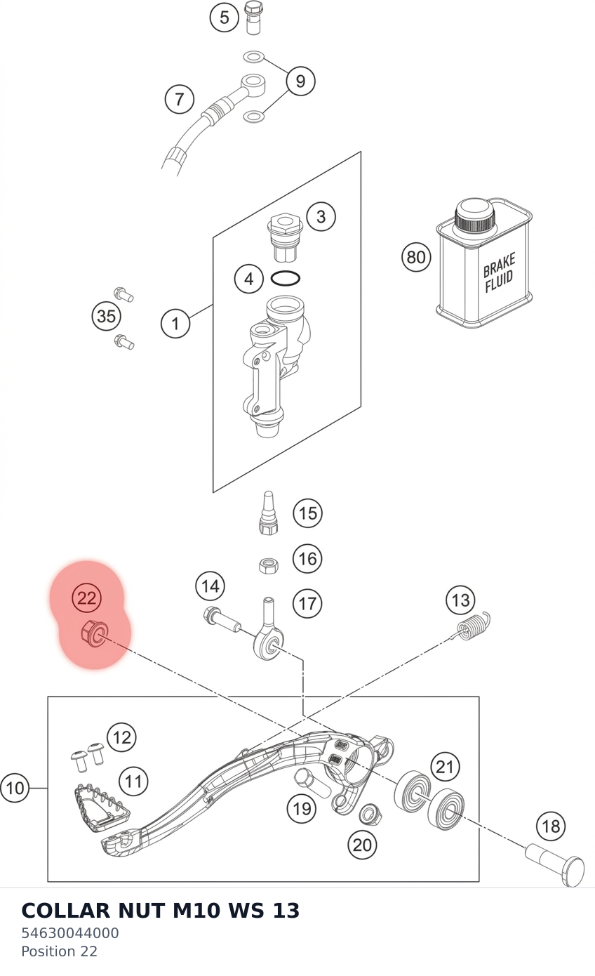 Diagram preview: COLLAR NUT M10           WS 13 (54630044000)