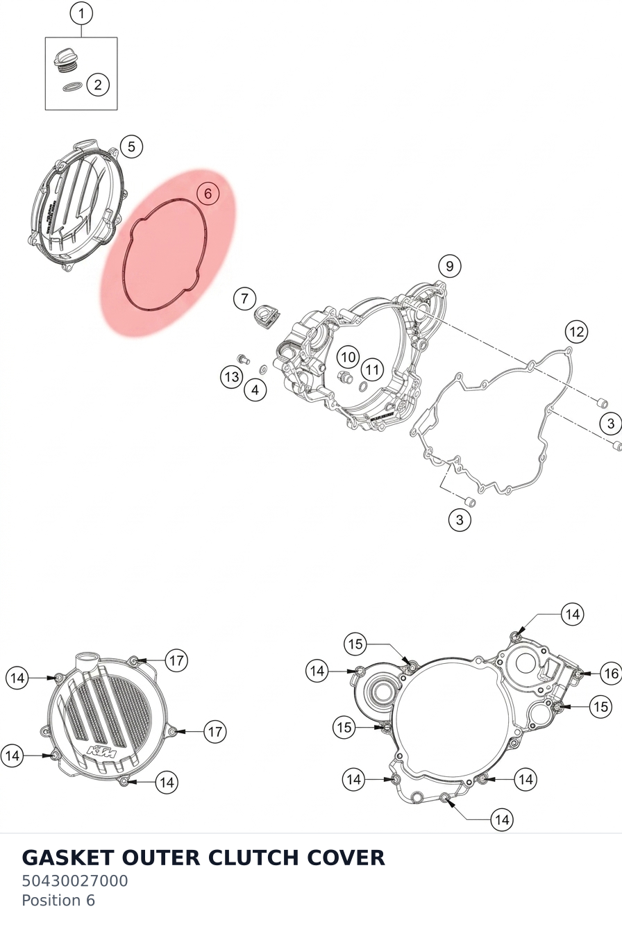 Diagram preview: GASKET OUTER CLUTCH COVER (50430027000)