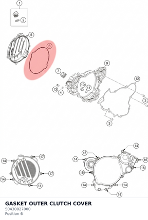 Diagram preview: GASKET OUTER CLUTCH COVER (50430027000)