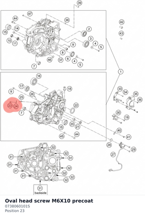 Diagram preview: Oval head screw M6X10 precoat (0738060101S)