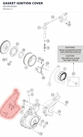 Diagram preview: GASKET IGNITION COVER (90230040000)