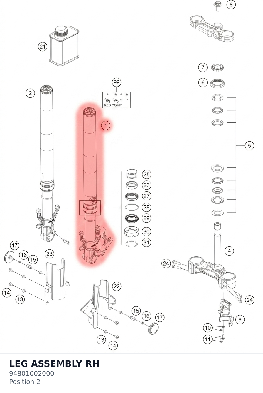 Diagram preview: LEG ASSEMBLY RH (94801002000)