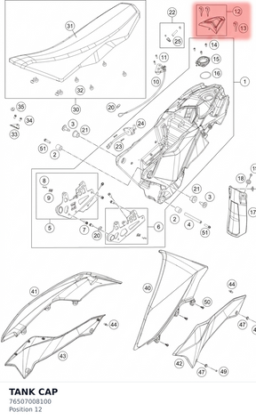 Diagram preview: TANK CAP (76507008100)