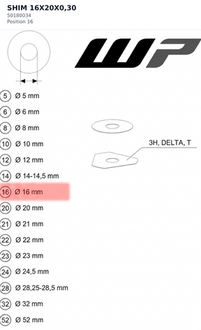 Diagram preview: SHIM 16X20X0,30 (50180034)
