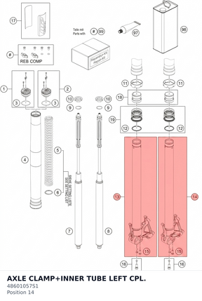 Diagram preview: AXLE CLAMP+INNER TUBE LEFT CPL. (48601057S1)