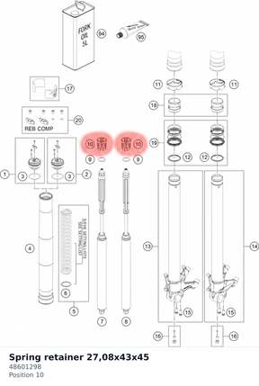 Diagram preview: Spring retainer 27,08x43x45 (48601298)