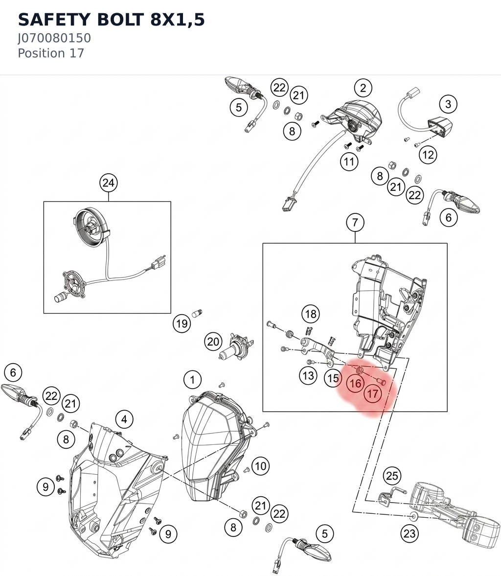 Diagram preview: SAFETY BOLT 8X1,5 (J070080150)