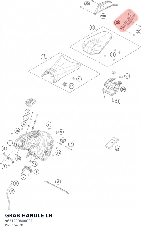 Diagram preview: GRAB HANDLE LH (96312908000C1)