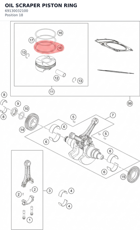 Diagram preview: OIL SCRAPER PISTON RING (69130032100)