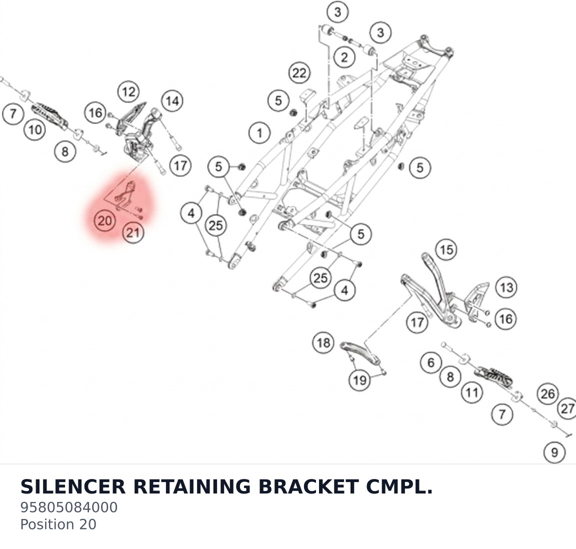 Diagram preview: SILENCER RETAINING BRACKET CMPL. (95805084000)