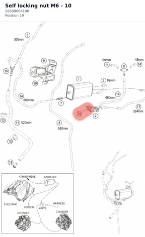 Diagram preview: Self locking nut M6 - 10 (56509064100)
