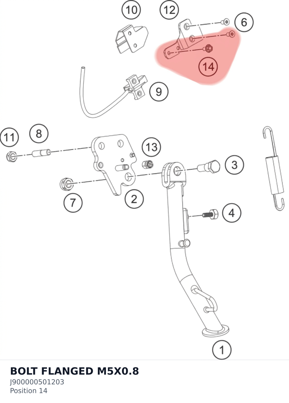 Diagram preview: BOLT FLANGED M5X0.8 (J900000501203)