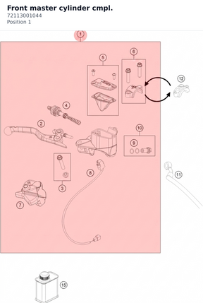 Diagram preview: Front master cylinder cmpl. (72113001044)