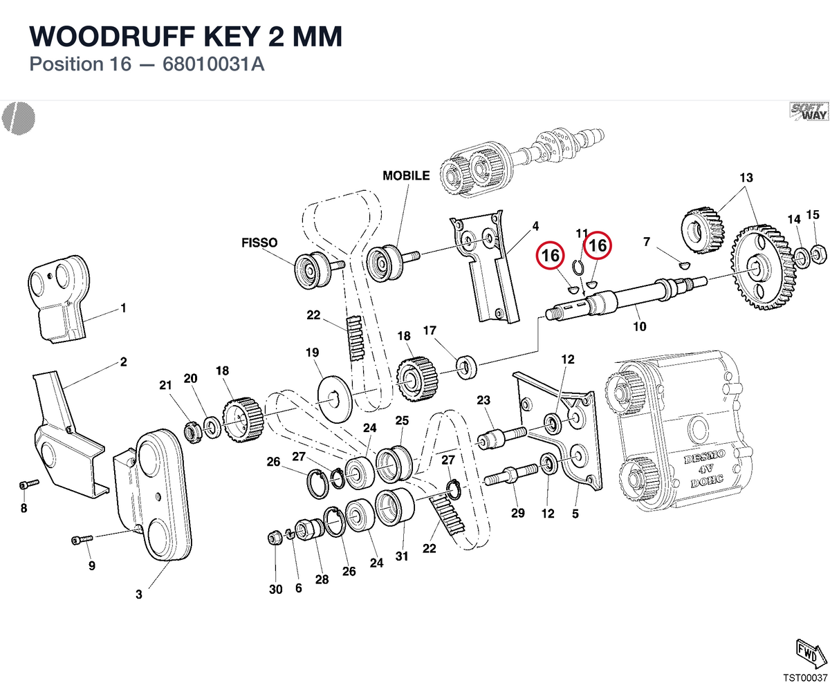 WOODRUFF KEY 2 MM