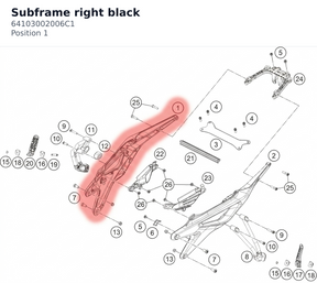 Diagram preview: Subframe right black (64103002006C1)