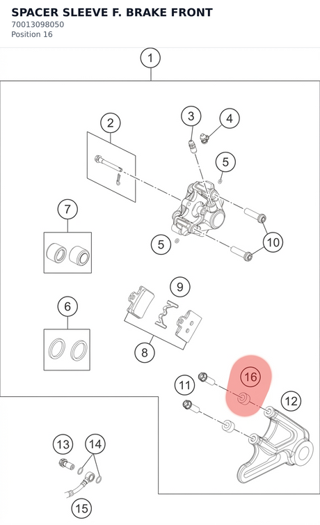 Diagram preview: SPACER SLEEVE F. BRAKE FRONT (70013098050)