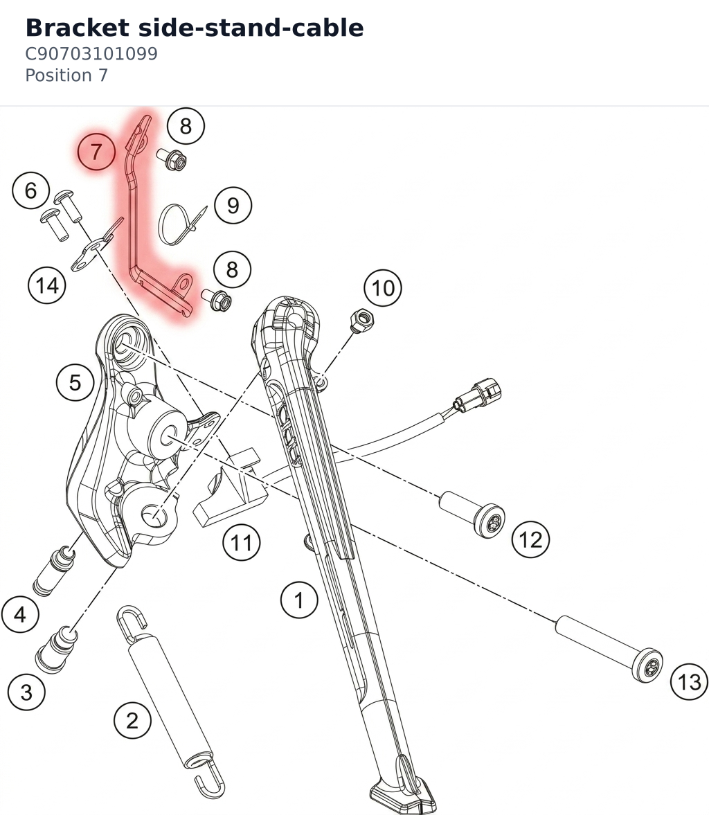 Diagram preview: Bracket side-stand-cable (C90703101099)